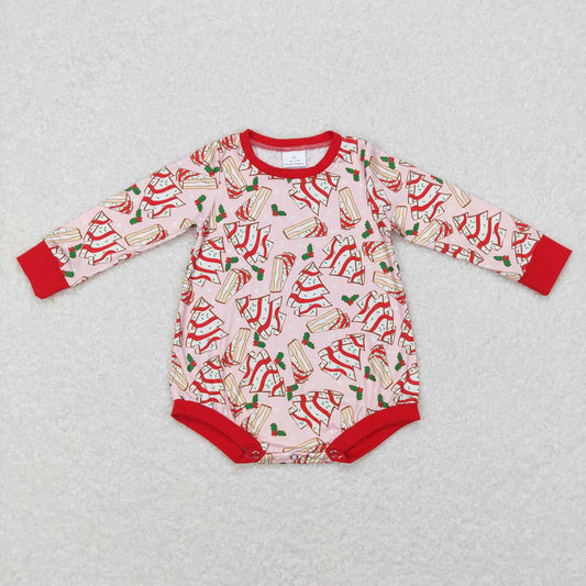 LR0284 USA Shop Baby Girls Christmas Tree Cake Pink Red Romper
