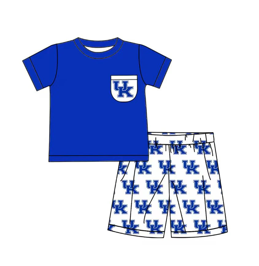 Split Preorder August 12th Baby Boys Hot Blue UK Pocket Top Shorts Team Set
