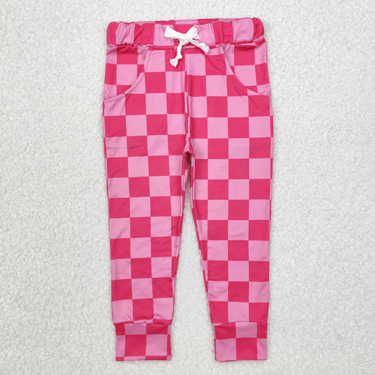 Kids Hot Pink Checker Jogger Pants
