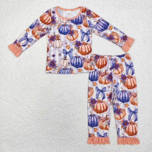 GLP1619 Baby Girls  Pumpkin Long Sleeve Bamboo Pajama Set