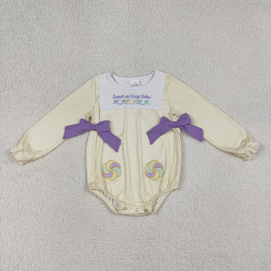 Sweet as King Cake Long Sleeve Bubble Romper
