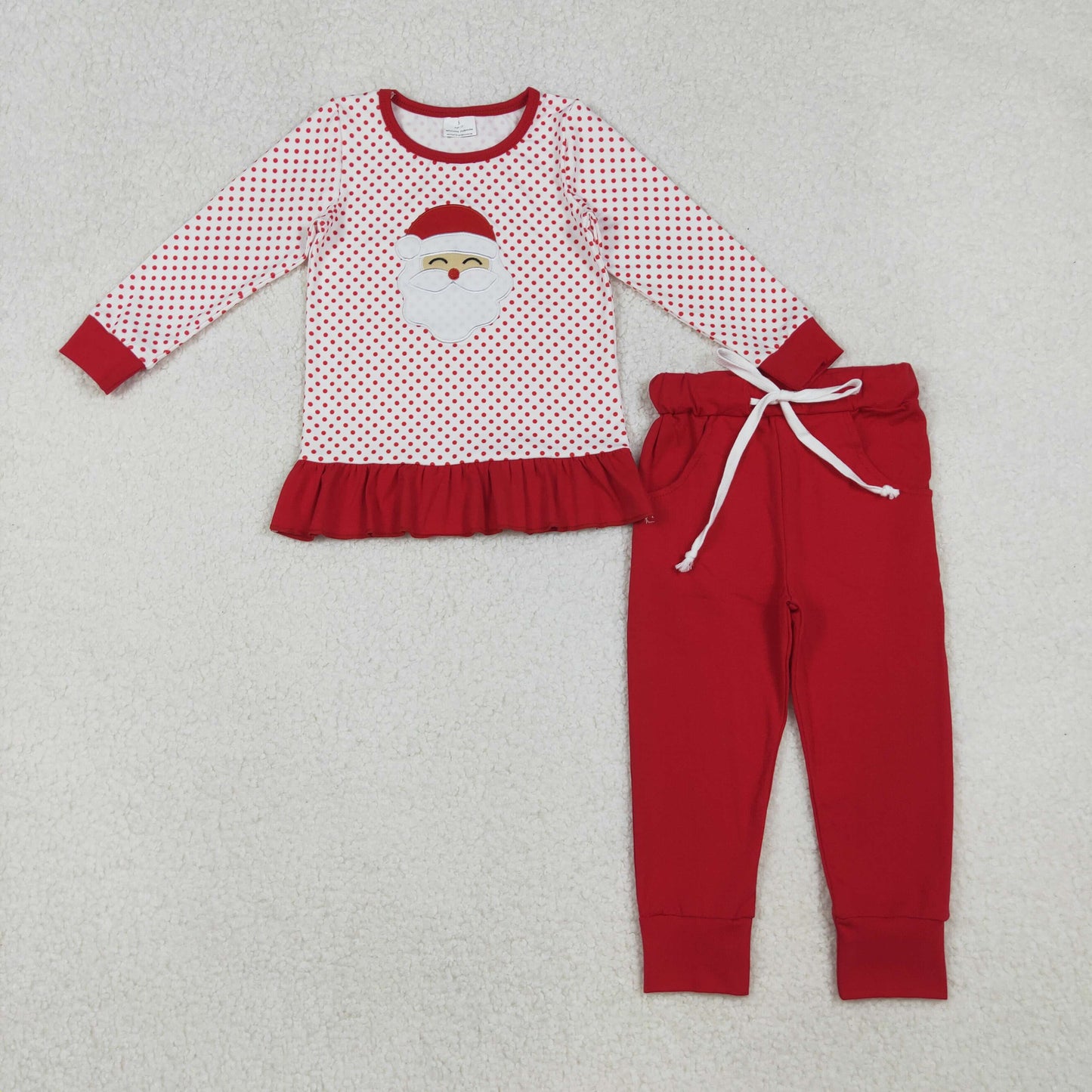 Kids Girls Christmas Santa Red Jogger Outfit