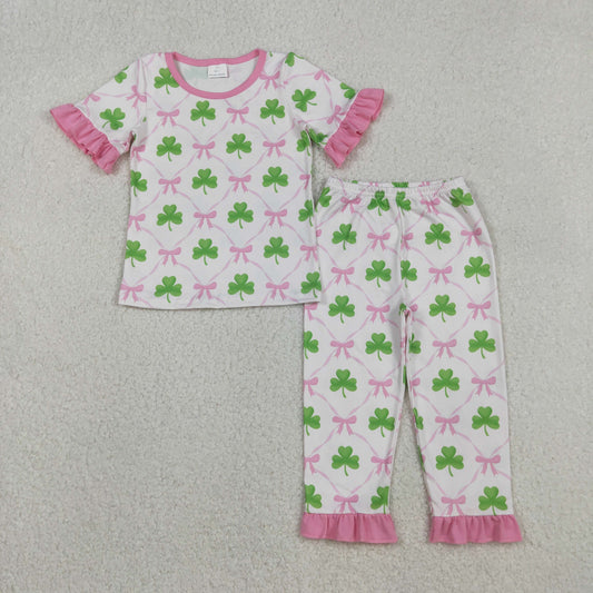 Baby girls Saint Patrick Saint Patrick and Bow pajama set