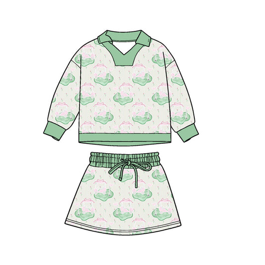 Preorder , 5 MOQ Baby Girls Golf Long Sleeve Top With Shorts Set