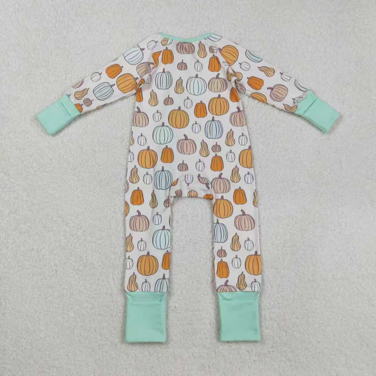 Sibling Baby Girls Fall Pumpkin Long Sleeve Pajama Set and Romper