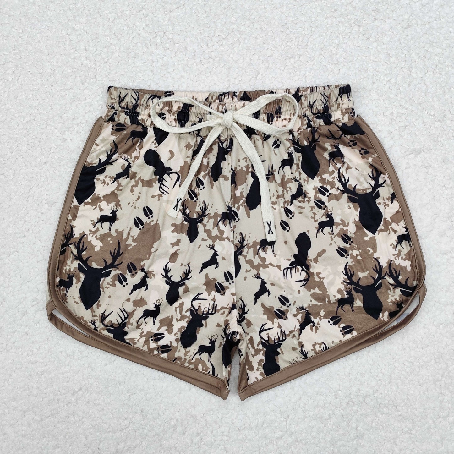 SS0371 Adult Women Camo Deer Print Milk Silk Shorts