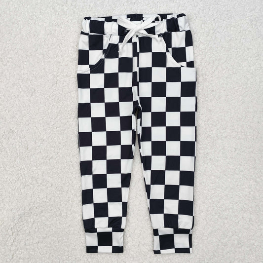 Kids Black Checker Jogger Pants