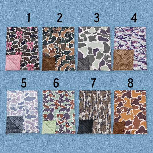 Baby Toddler Children Hunting Sibling Camo Minky Blankets 8 Colors