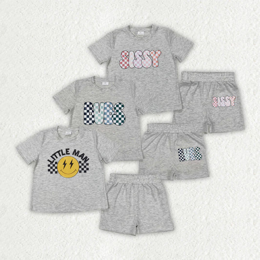 Sibling Baby Girls  Vinyl Print Cotton Short Sleeve with Shorts Outfit