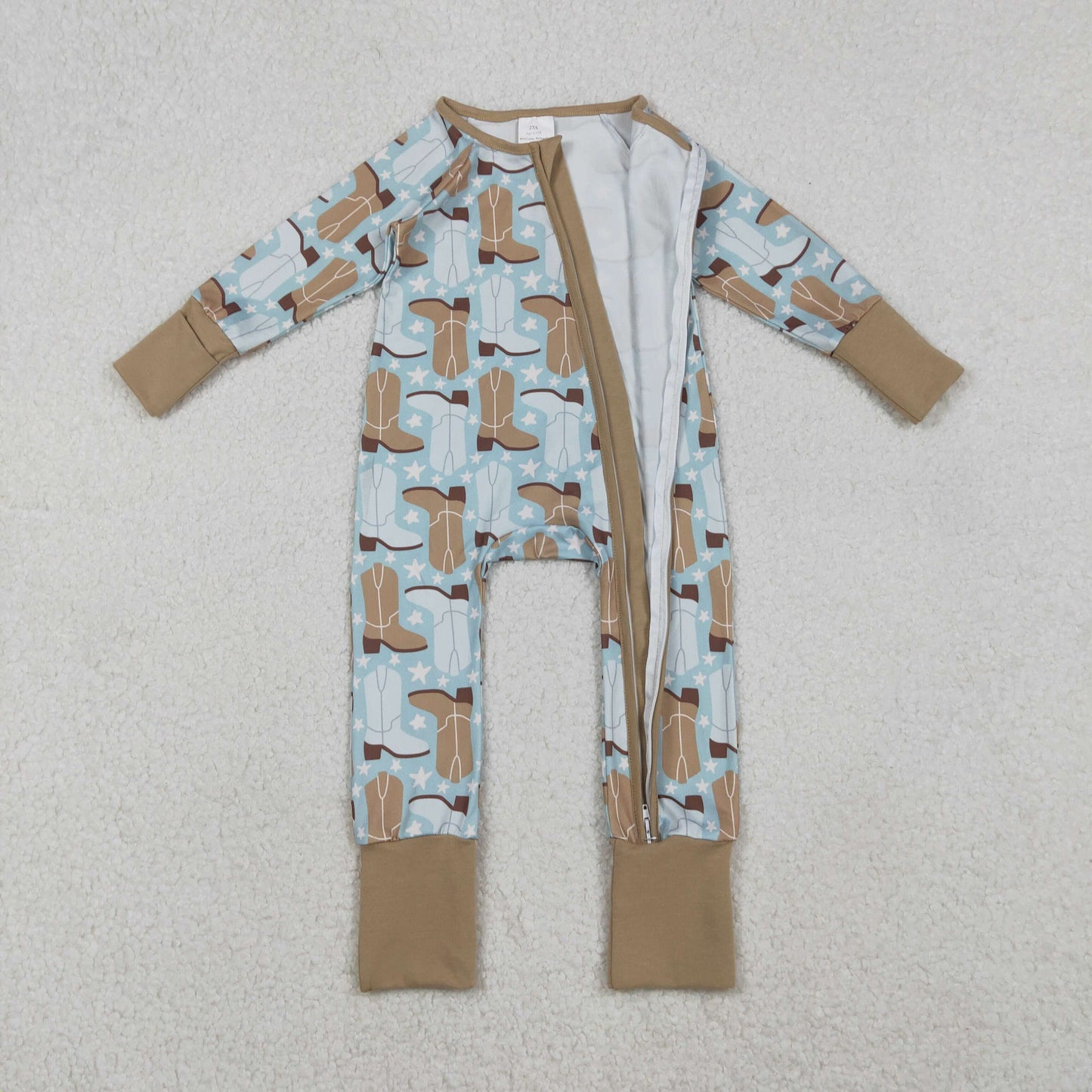 LR2734  Baby Boys Western Boots Long Sleeve Fooited