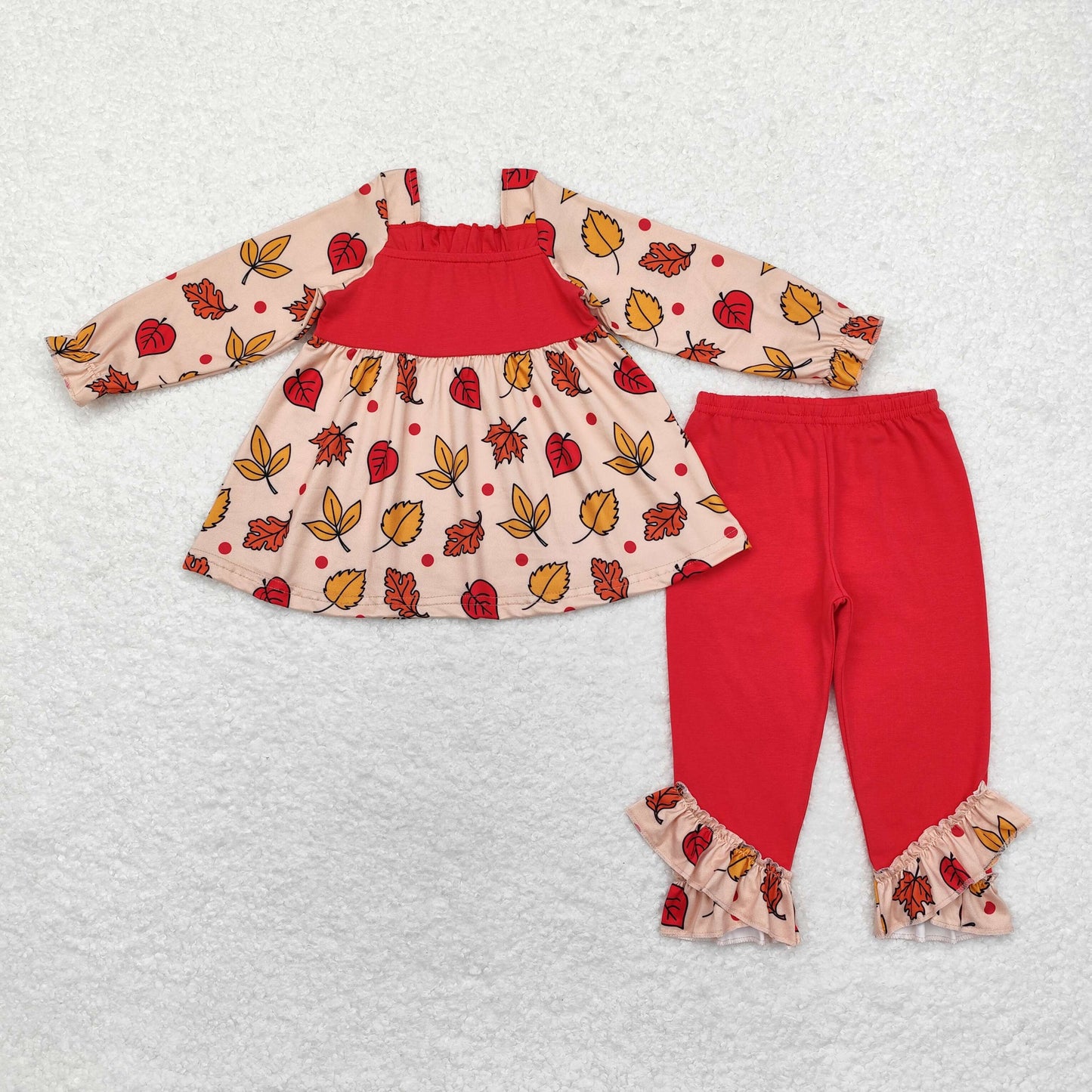 Baby Girls Fall Leaves Tunic Ruffle Pants Outfit