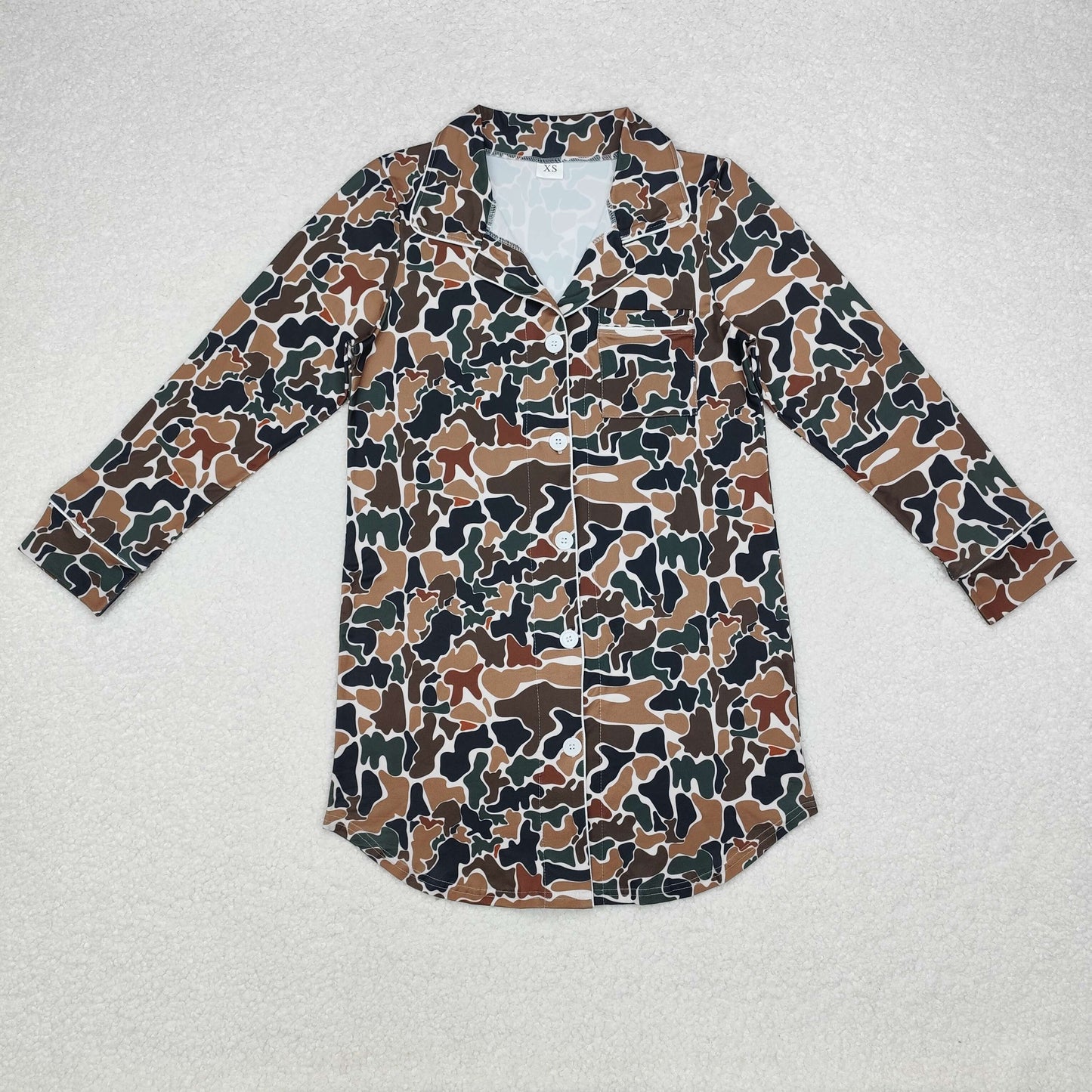 Adult Mama Brown Camo Long Sleeve Sleeping Wear Top