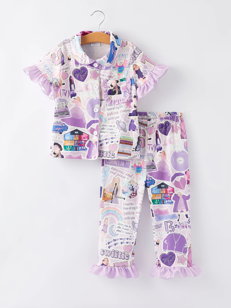 Baby Girls TS Singer Purple Short Sleeve Pajama Set Preorder 5 MOQ