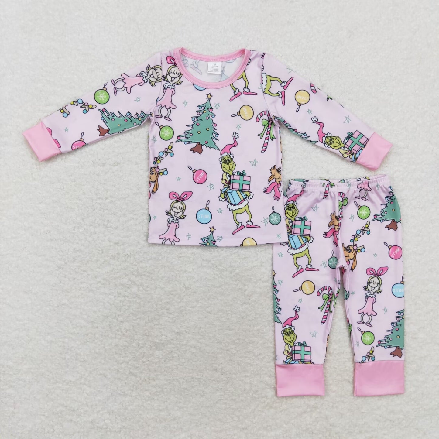 Baby Christmas Cindy Pink Long Sleeve Bamboo Pajama Set