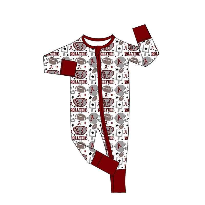 Baby Boys Sport Team  Rolltide  Long Sleeve Romper  Preorder 3 MOQ