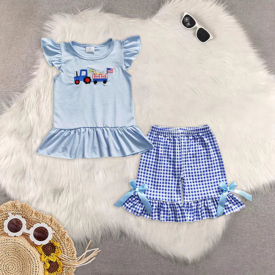 Toddler Baby Girls Sibling July 4th Summer Shorts Set