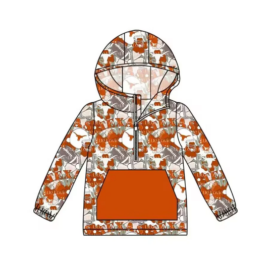 Baby Boys Sport Team Orange Bow Hoodie Top Preorder 3 MOQ