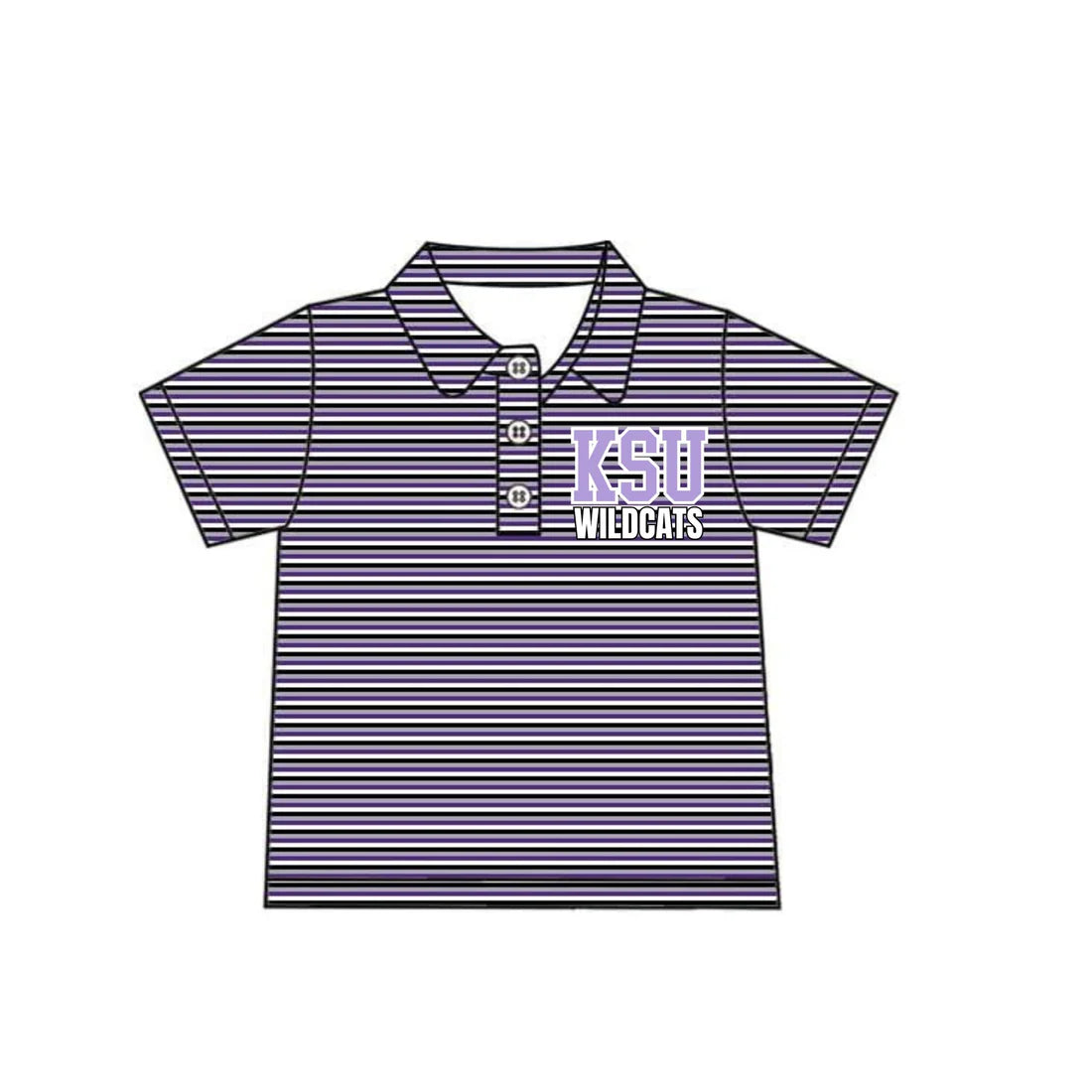 Preorder 5 MOQ Baby Boys purple grey Stripes Kansas State Team Short Sleeve Tee Pullovers Shirts Tops
