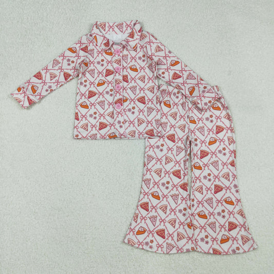 Baby Girls Thankgviing Pie & Bow Print Pajama Set