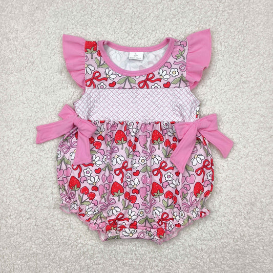 SR2953 Baby Girls Strawberry Bubble Romper