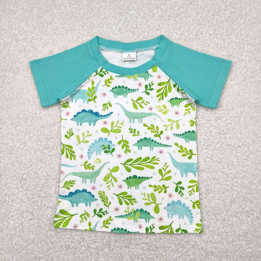 Baby Boys Summer Dinosaur Short Sleege Raglan Shirt Top On Sale