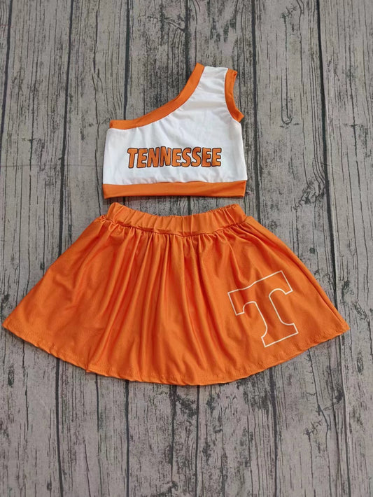 Preorder , 5 MOQ Baby Girls Sport Team Tennessee Skirt Set