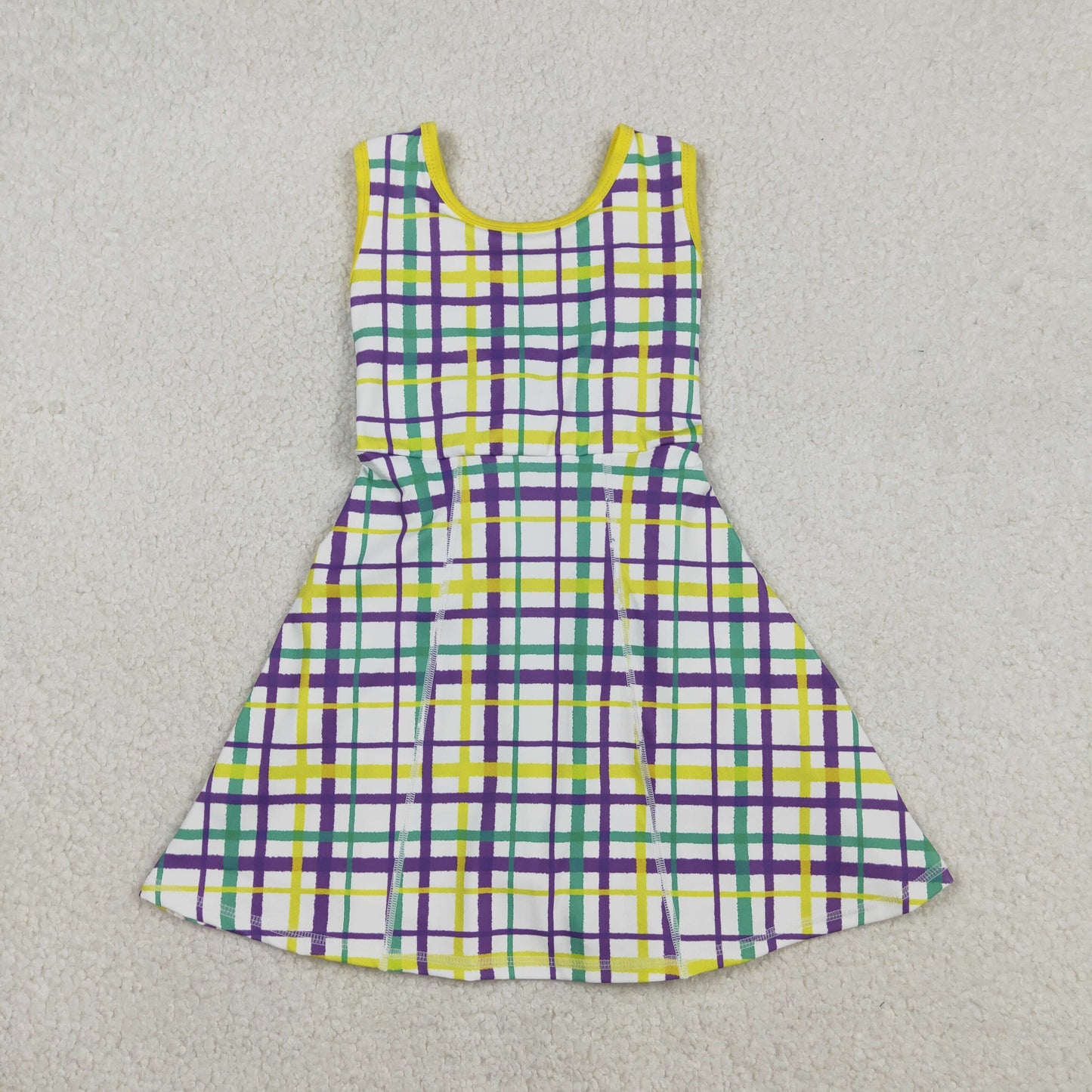GSD2945 Baby Girls Mardi Gars Plaid Sleeveless Active Dress