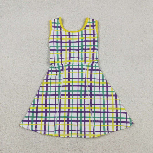 GSD2945 Baby Girls Mardi Gars Plaid Sleeveless Active Dress