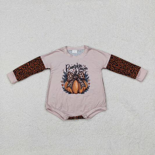 Newborn Baby Pumpkin Season Long Sleeve Bubble Romper