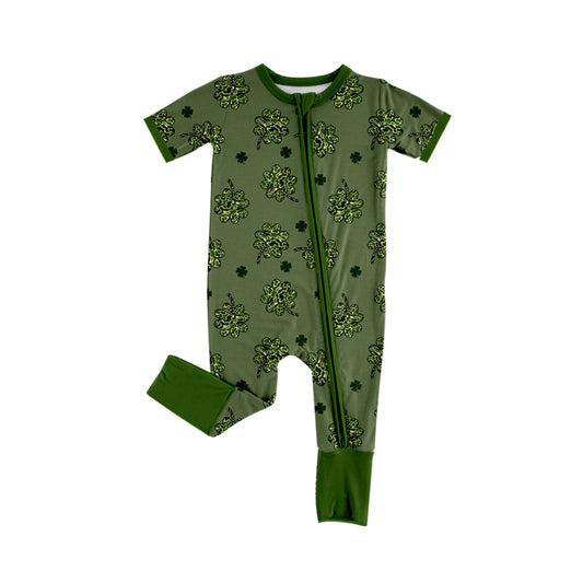 Baby Boys Camo Lucky Short  Sleeve Zipper Romper 5 MOQ Preorder