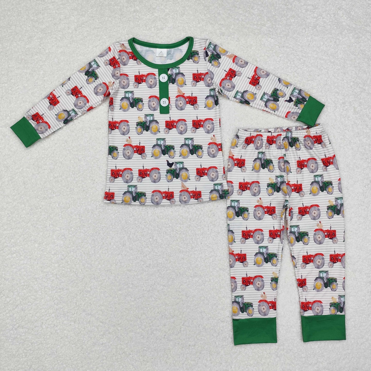 Baby Boys Farm Tractors Long Sleeve Bamboo Pajama Set