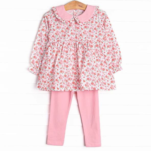 Baby Girls Pink Floral Tunic Top Leggings Set 5 MOQ Preorder