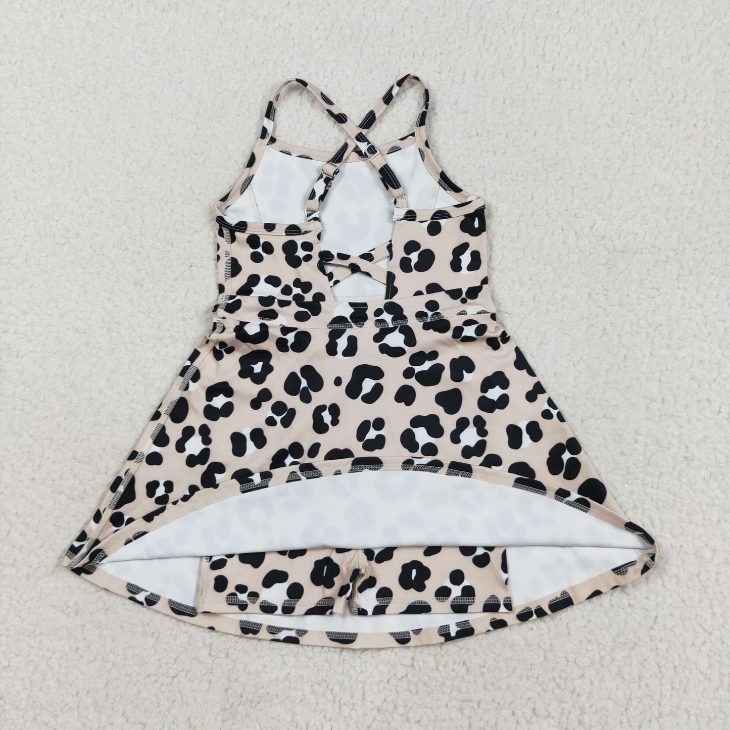 GSD2650 Baby Girls Black Leopard Strpe Yoga Dress