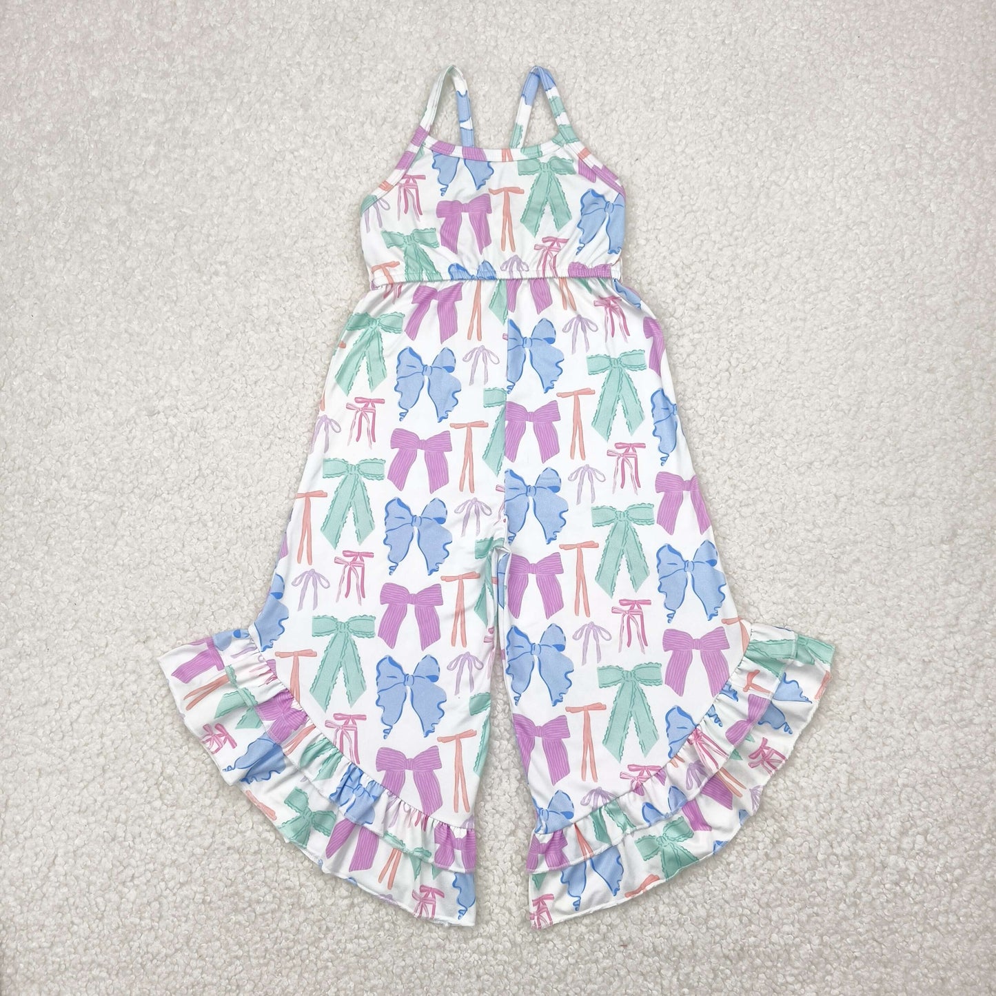 Baby Girls Strap Colorful Bows Ruffle Jumpsuits