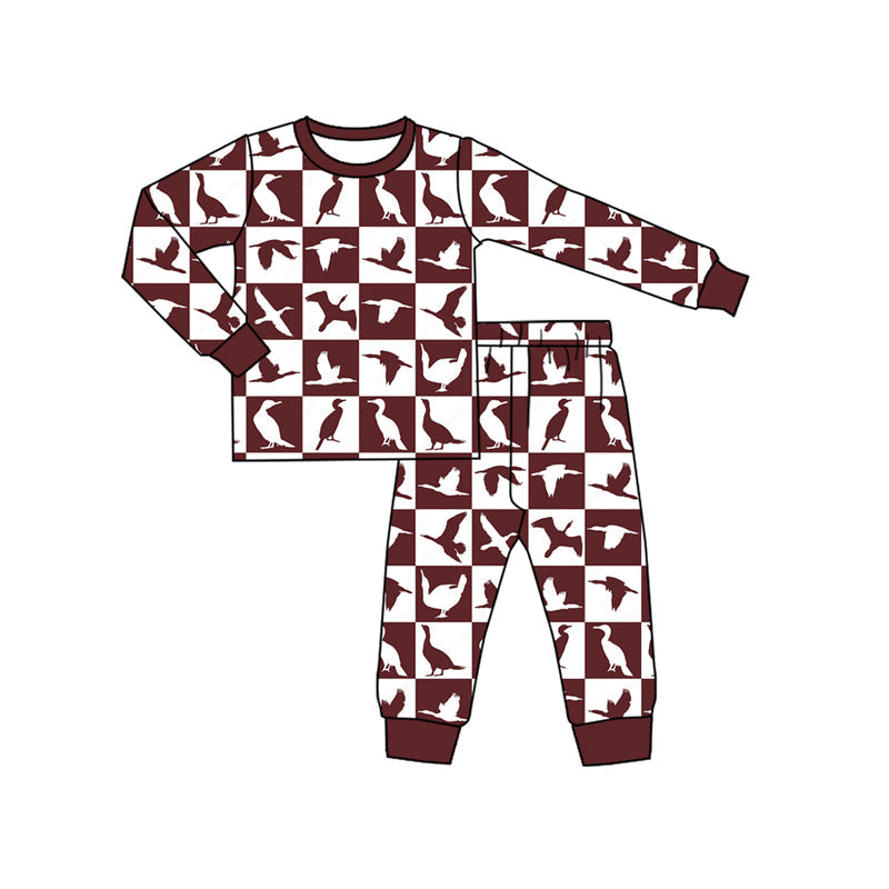 Kids Boys Mallard Hunting Checker Pajama Set Preorder 3 MOQ