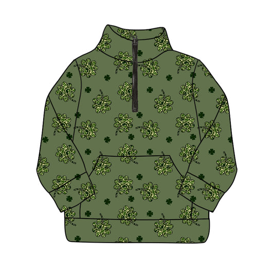 Baby Boys Camo Lucky Zipper Pullover Top 5 MOQ Preorder ）