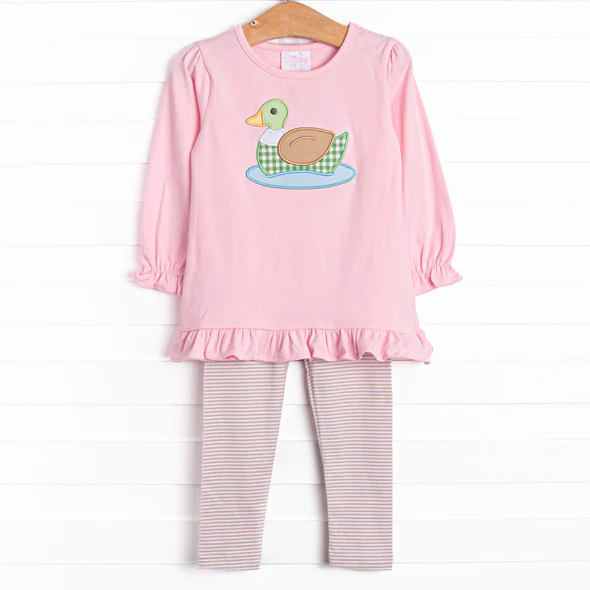 Baby Girls Cute Mallard Pink Top Leggings Outfit 5 MOQ Preorder