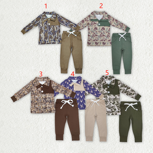 Sibling Baby Boys Camo Pullover Top Pockets Pants Set