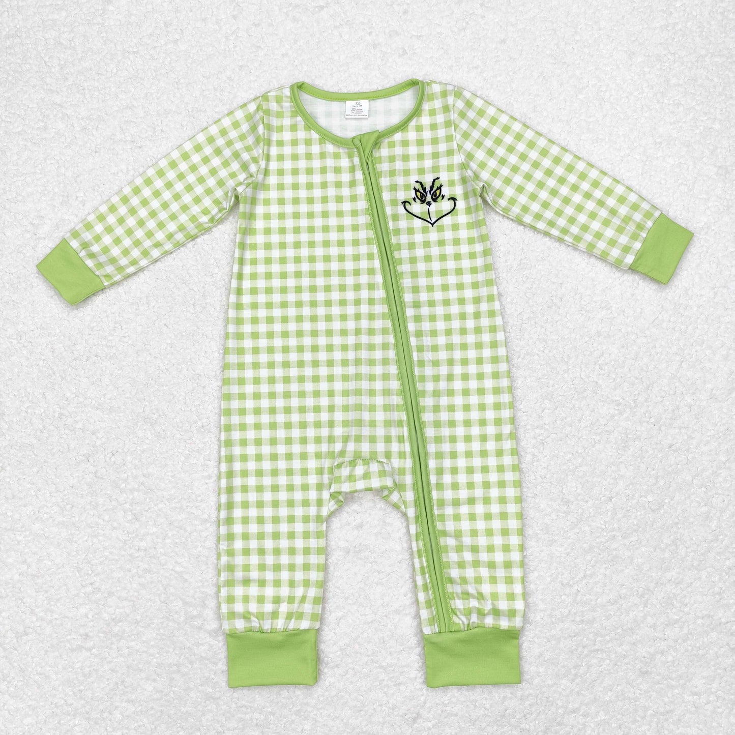 Newborn Baby boys Zipper Romper Christmas Green Face Cartoon