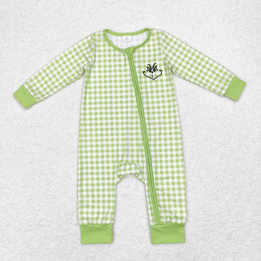 Newborn Baby boys Zipper Romper Christmas Green Face Cartoon