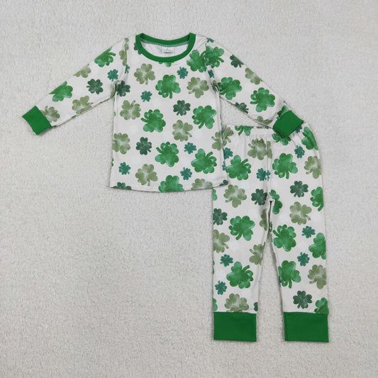 GLP2988 Baby Boys St. Patrick's Day Shamrock Long Sleeve Pajama Set