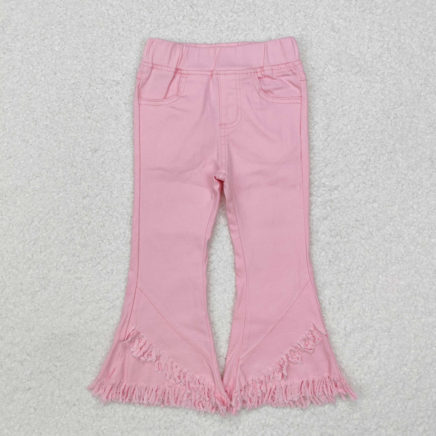 Baby Girls Pink Bell Flare Denim Tassels Pants