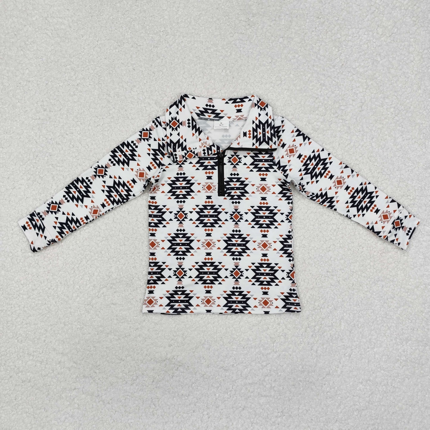 BT0937 Baby Boys Western Aztec Long Sleeve Pullover Top