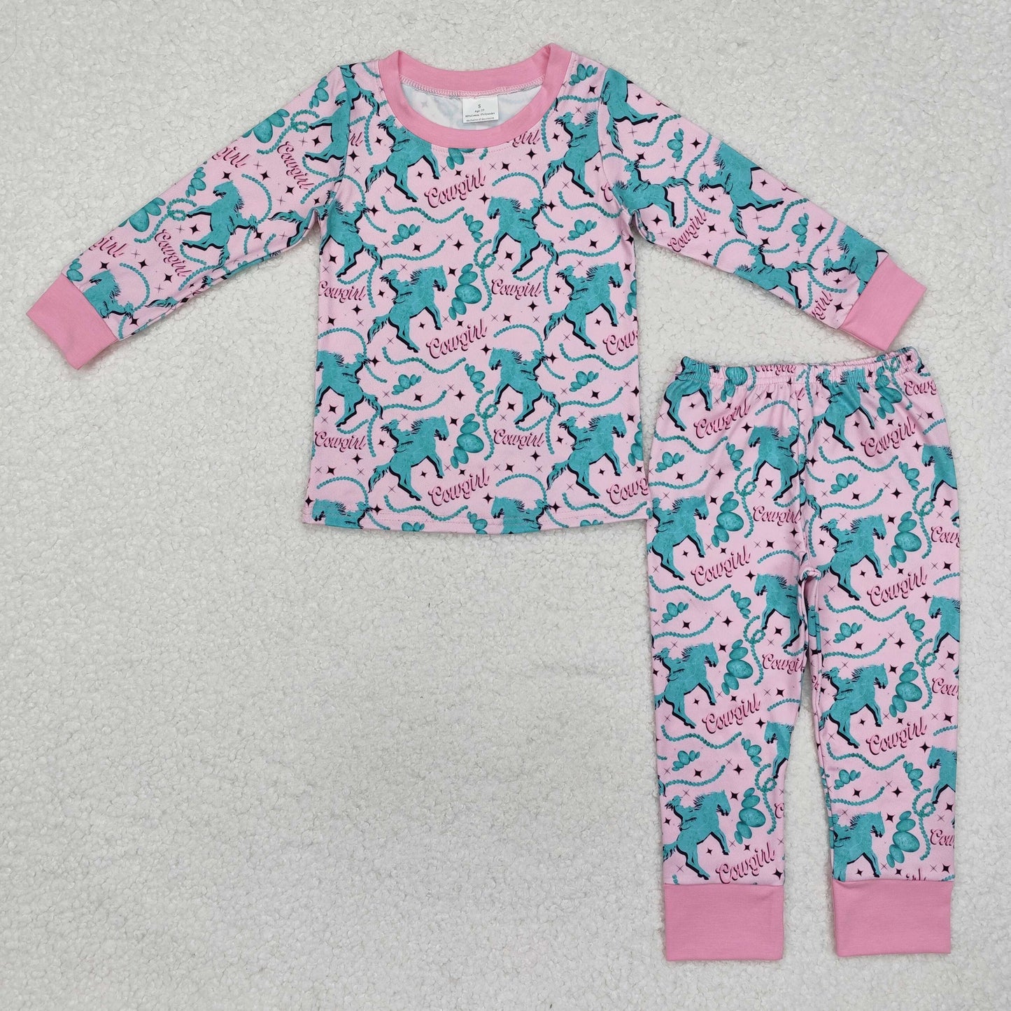 GLP1911  Baby Cowgirl Rodeo Long Sleeve Western Pajama Set