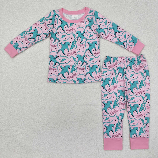 GLP1911  Baby Cowgirl Rodeo Long Sleeve Western Pajama Set