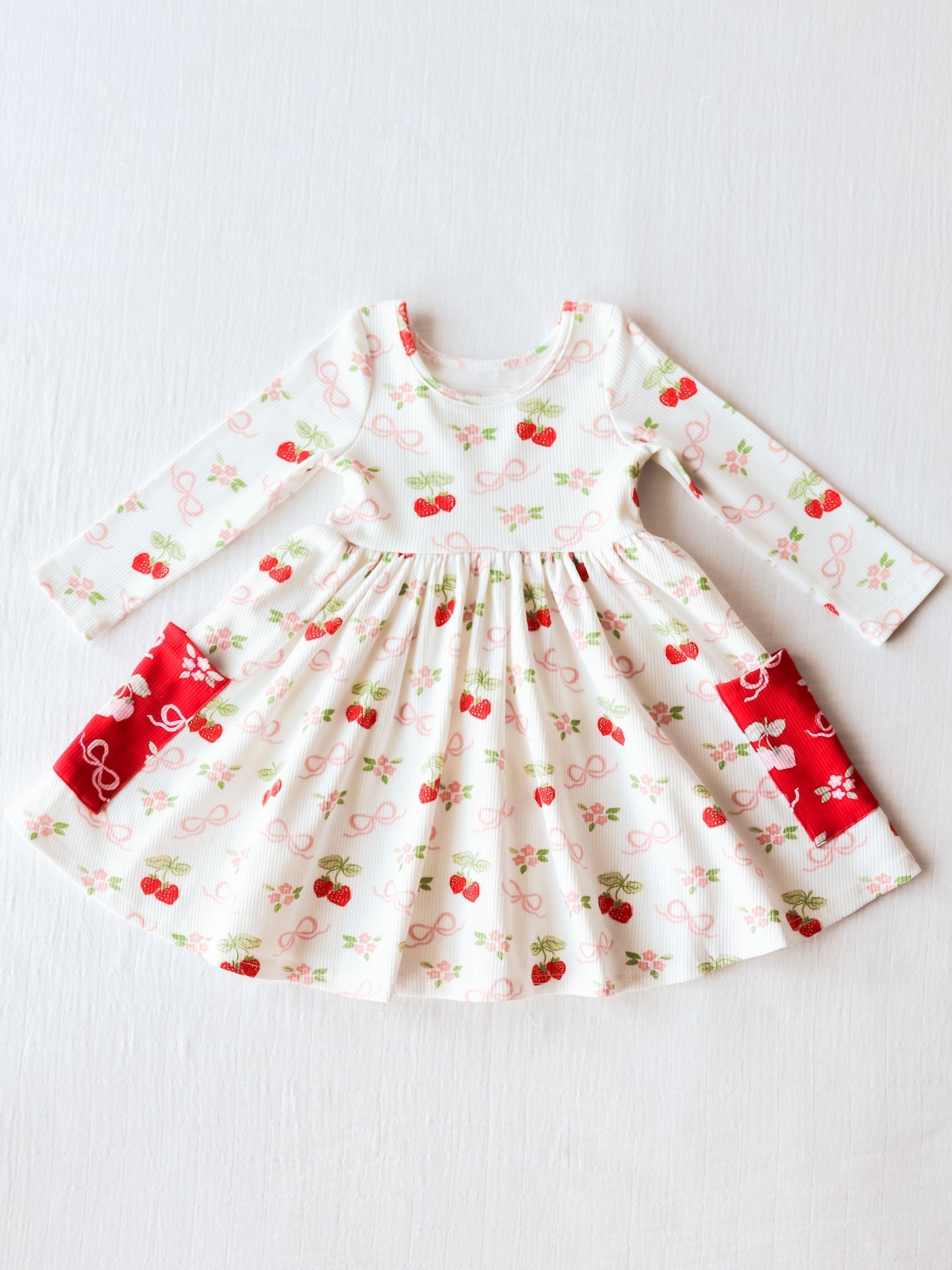 Baby Baby Girls Strawberry  Long Sleeve Dress Pre-order 3 MOQ