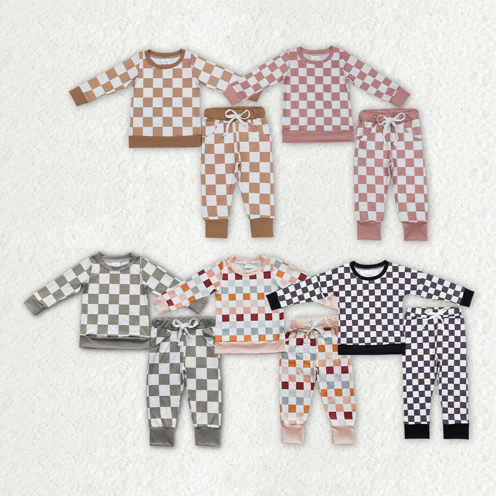 Sibling Baby Boys Checked Shirt Pants Pajama Set