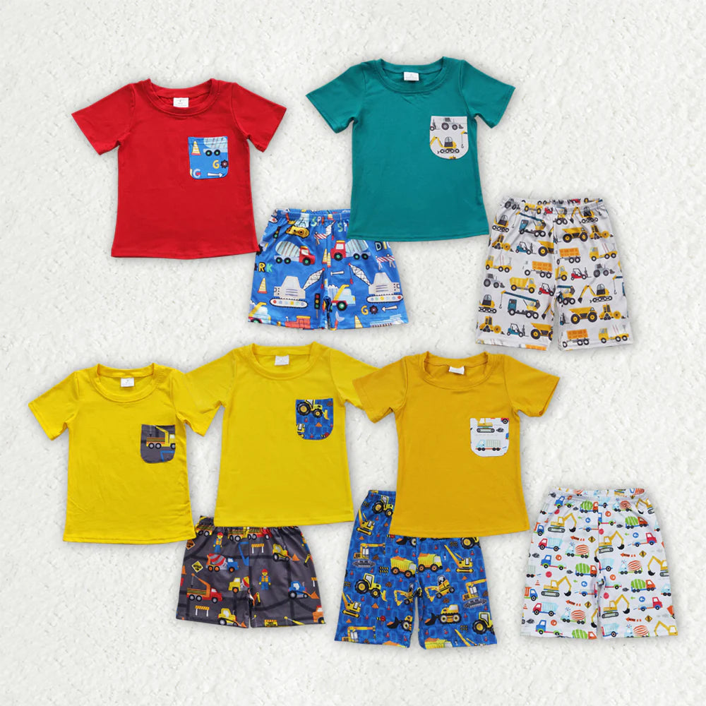 Sibling Baby Boys Cotton Pocket Top Construction Shorts Clothes