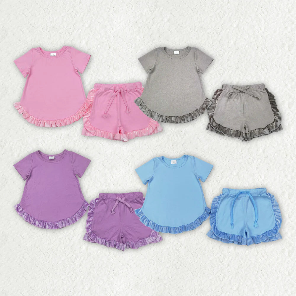 Sibling Baby Girls Cotton Top Ruffle Shorts Clothes Sets
