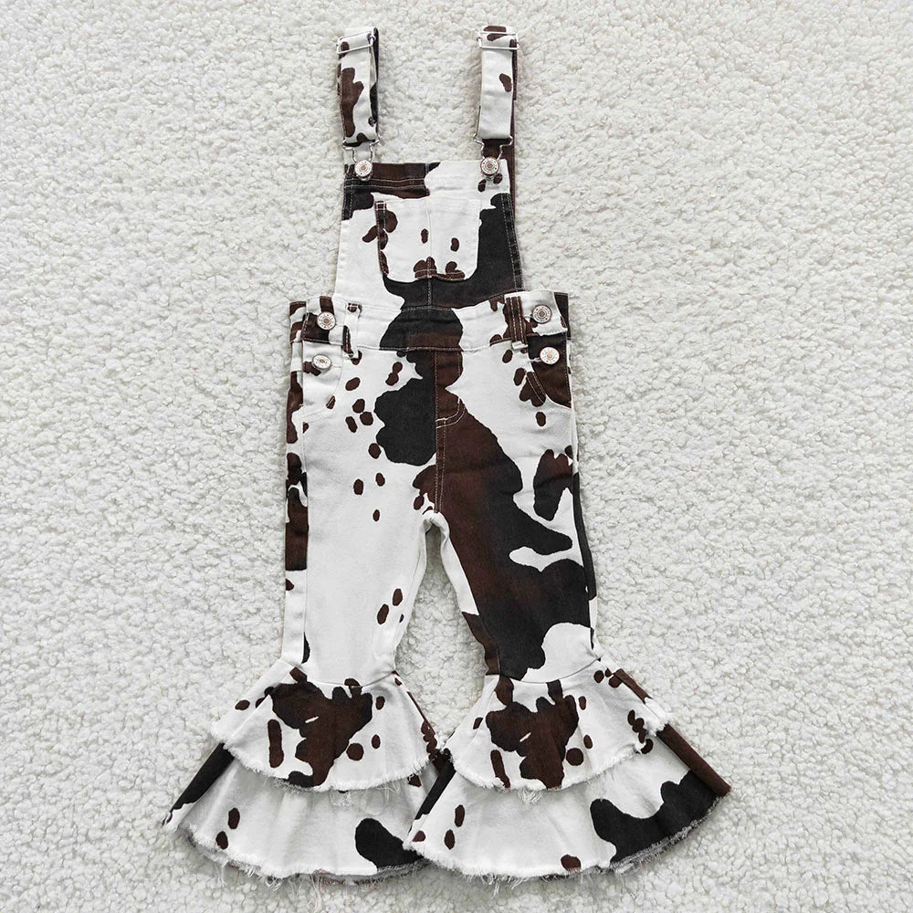 USA Shop Baby Girls Cowhide Print Bib Bell Overall Jumpsuits